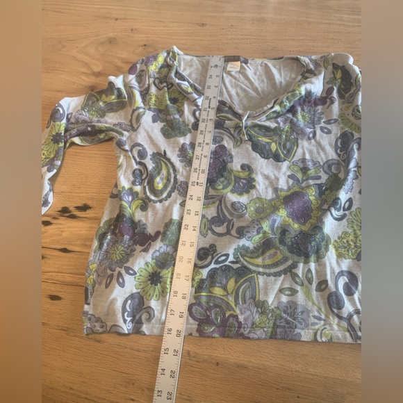 Sigrid Olsen Paisley 3/4 Sleeve Silk Tunic Top‎ Purple Green Women’s L Pre - Picture 7 of 9